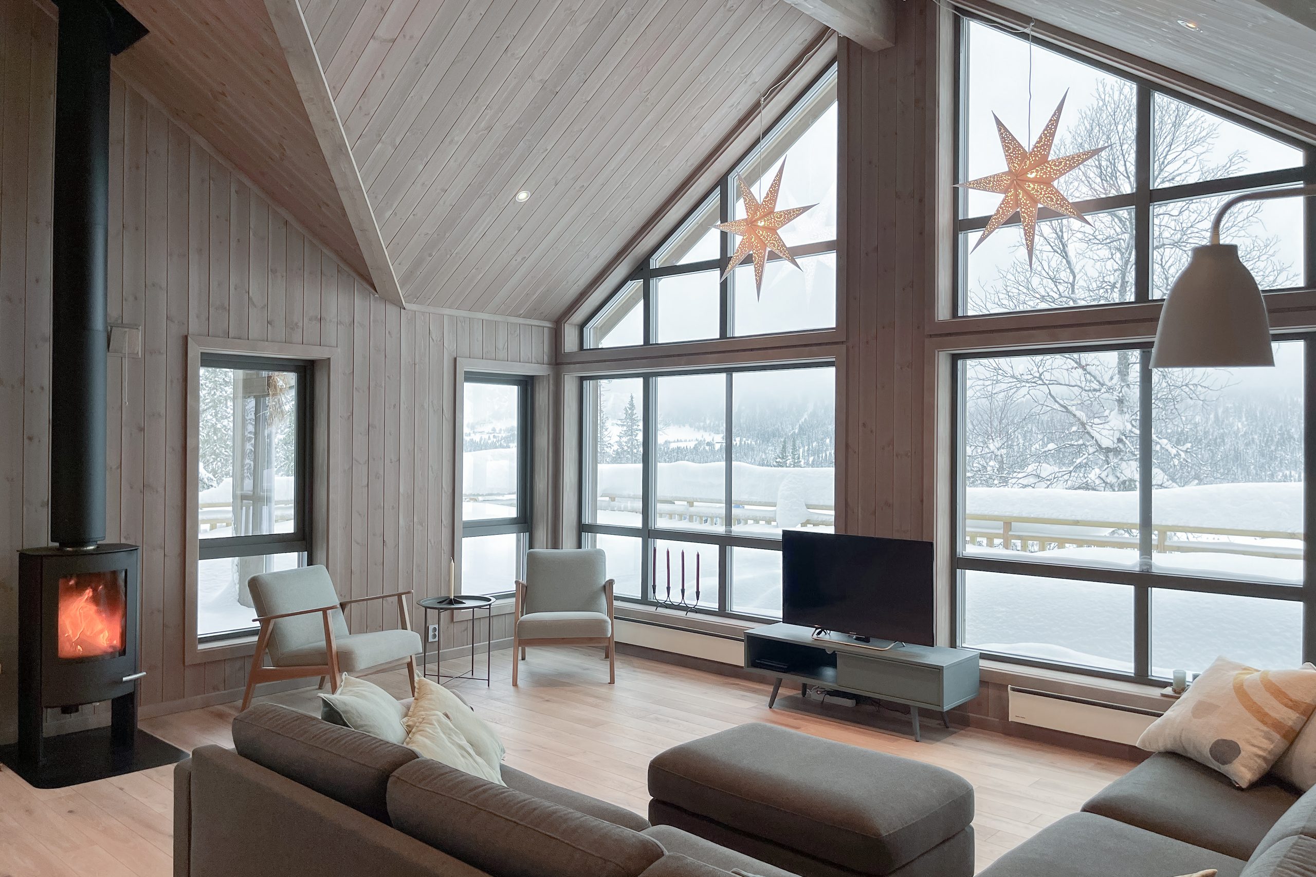 Living area with fireplace